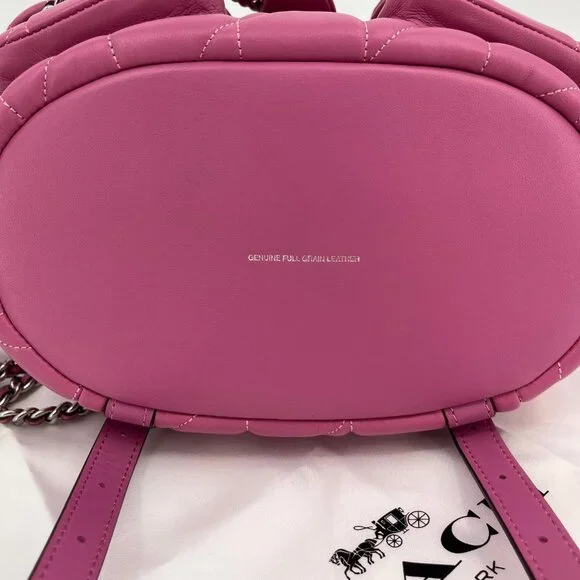 Coach Tabby Backpack Pillow Quilting Nappa Leather Pink Convertible Chain Strap - Picture 10 of 16